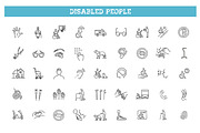 Disabled People outline Icons, an Outline Icon by Tettygreen (Thumbnail 1 of 2)