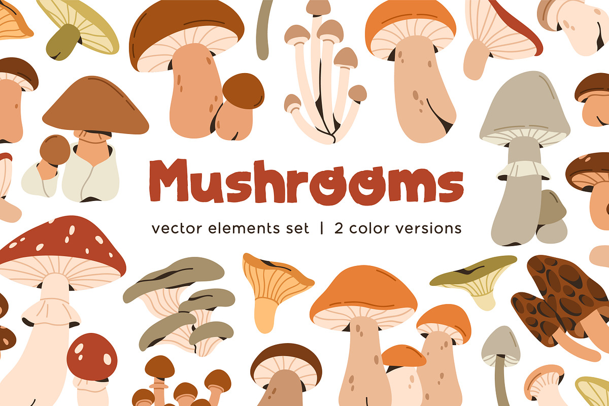 Autumn mushrooms, forest fungi set, a Food Illustration by Good Studio (Photo 1 of 6)