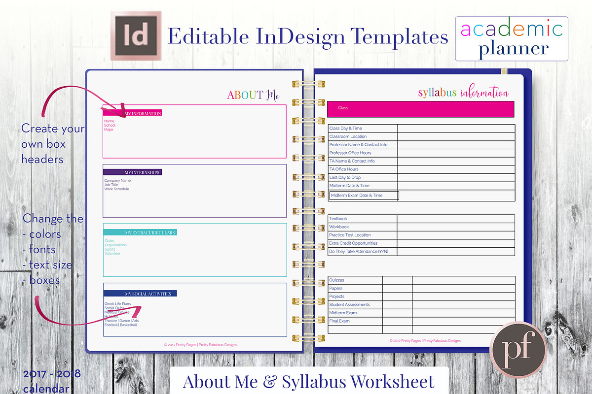 Academic Planner | InDesign Template, a Stationery Template by Planner Templates (Photo 7 of 11)