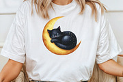 Watercolor Cute Black Cat Clipart, an Illustration by CraftArtStudio (Thumbnail 4 of 6)