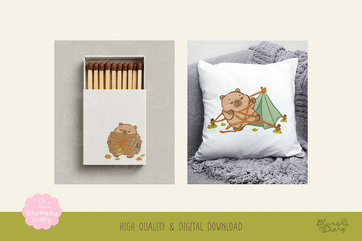 Autumn Capybara Camping Clipart, an Animal Illustration by Blumensdiary (Photo 5 of 6)