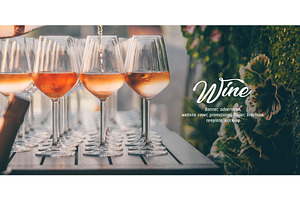 Rose Wine Glass - Banner Vector 015