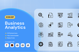 Business Analytics Icon Set, an Outline Icon by Nathaya Studio