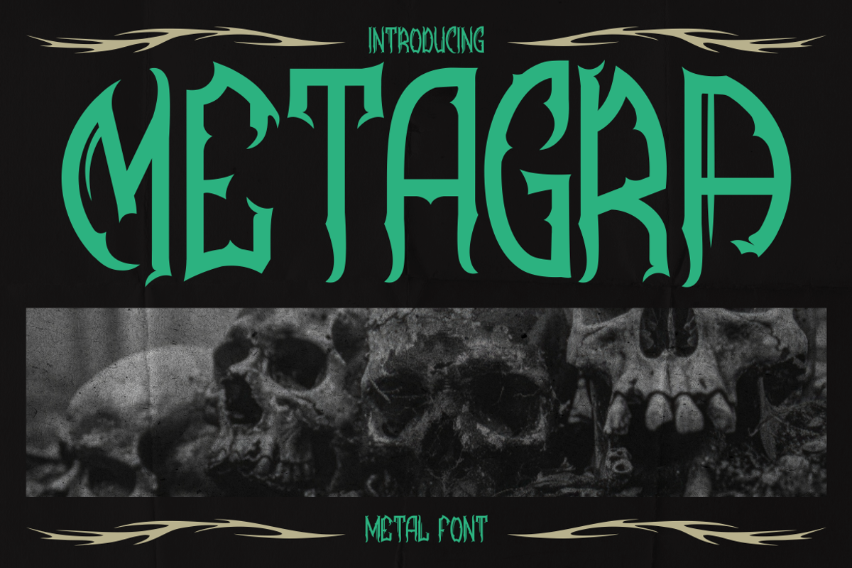 Metagra Metal Font, a Font by PutraCetol Studio (Photo 1 of 5)