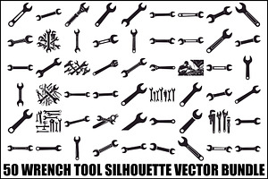 Wrench Tool Silhouette Vector Bundle, an Illustration by Amazin_art