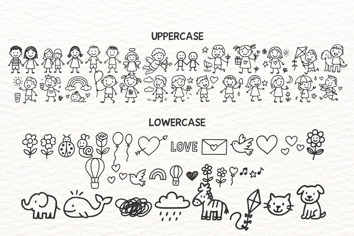 Children’s Scribbles Fun Kids Doodle, a Handwritten Font by cocodesign (Photo 6 of 7)