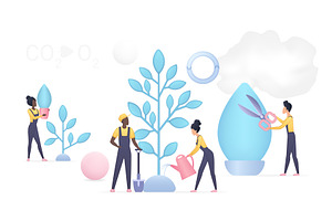 People planting caring volumetric, a Person Illustration by Lemberg Vector