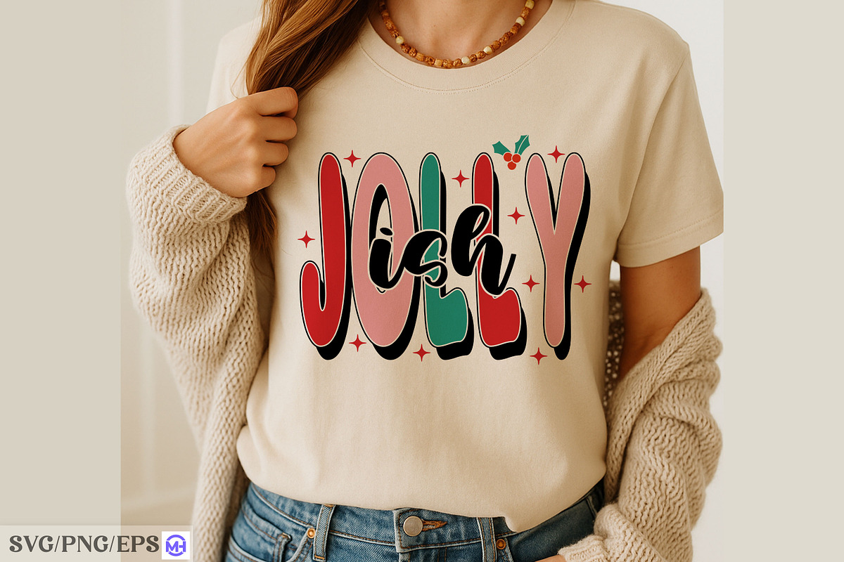 Retro Jolly Ish Christmas Shirt, a Seasonal Illustration by mh_arif (Photo 4 of 4)