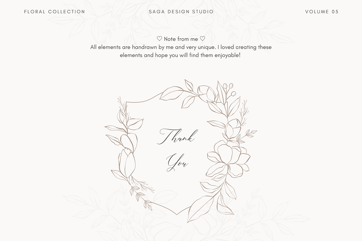 Handrawn Floral Bouquets and Frames, a Decorative Illustration by Saga Design Studio (Photo 9 of 9)