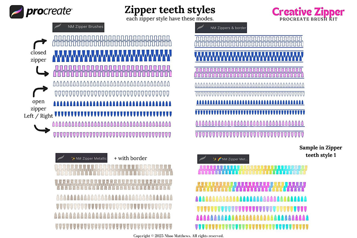 Creative Zipper Procreate Brush Kit, a Brush Add-On by Fashion Workshop Bkk (Photo 7 of 13)