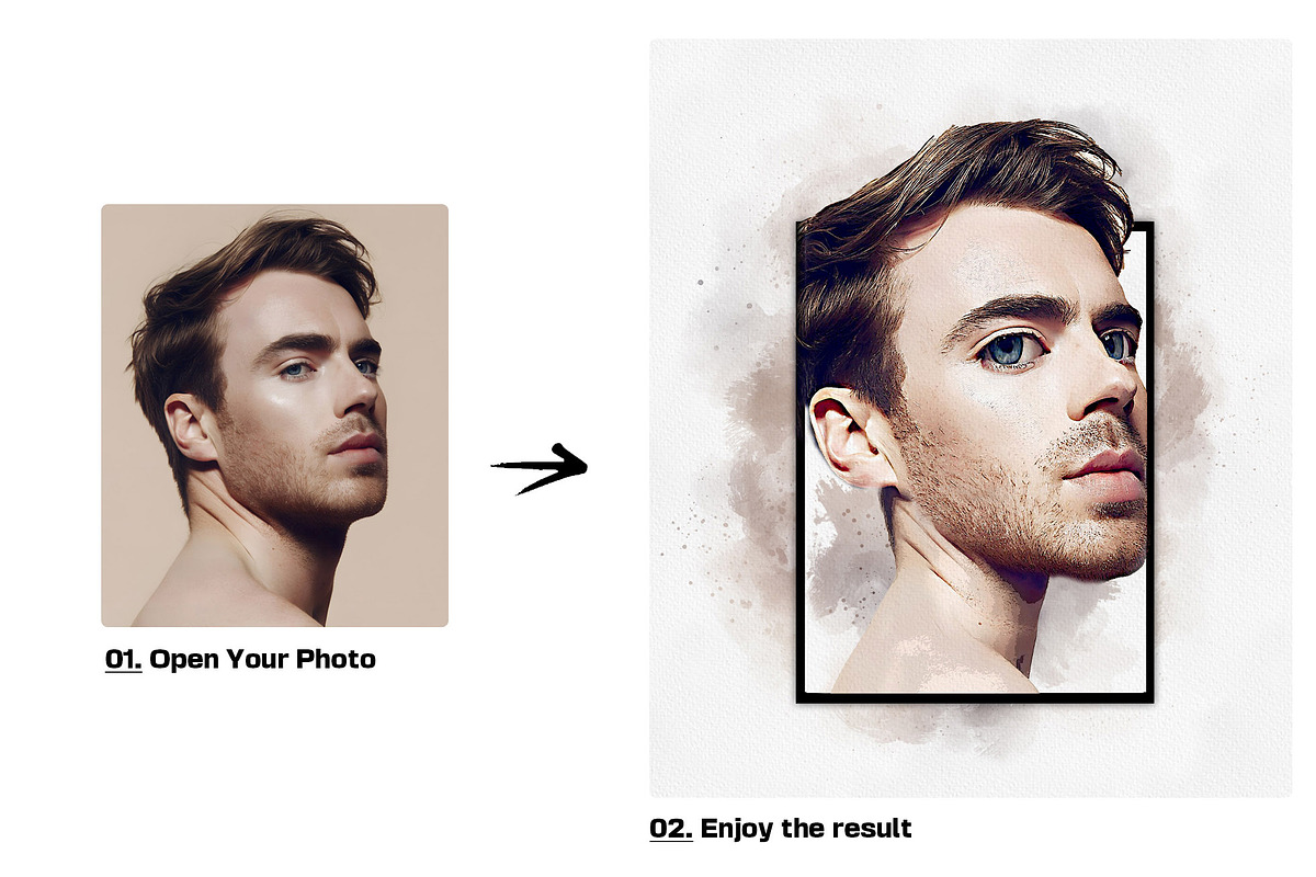 Watercolor Cartoon Portrait Art, an Action Add-On by MRI STUDIO (Photo 4 of 24)