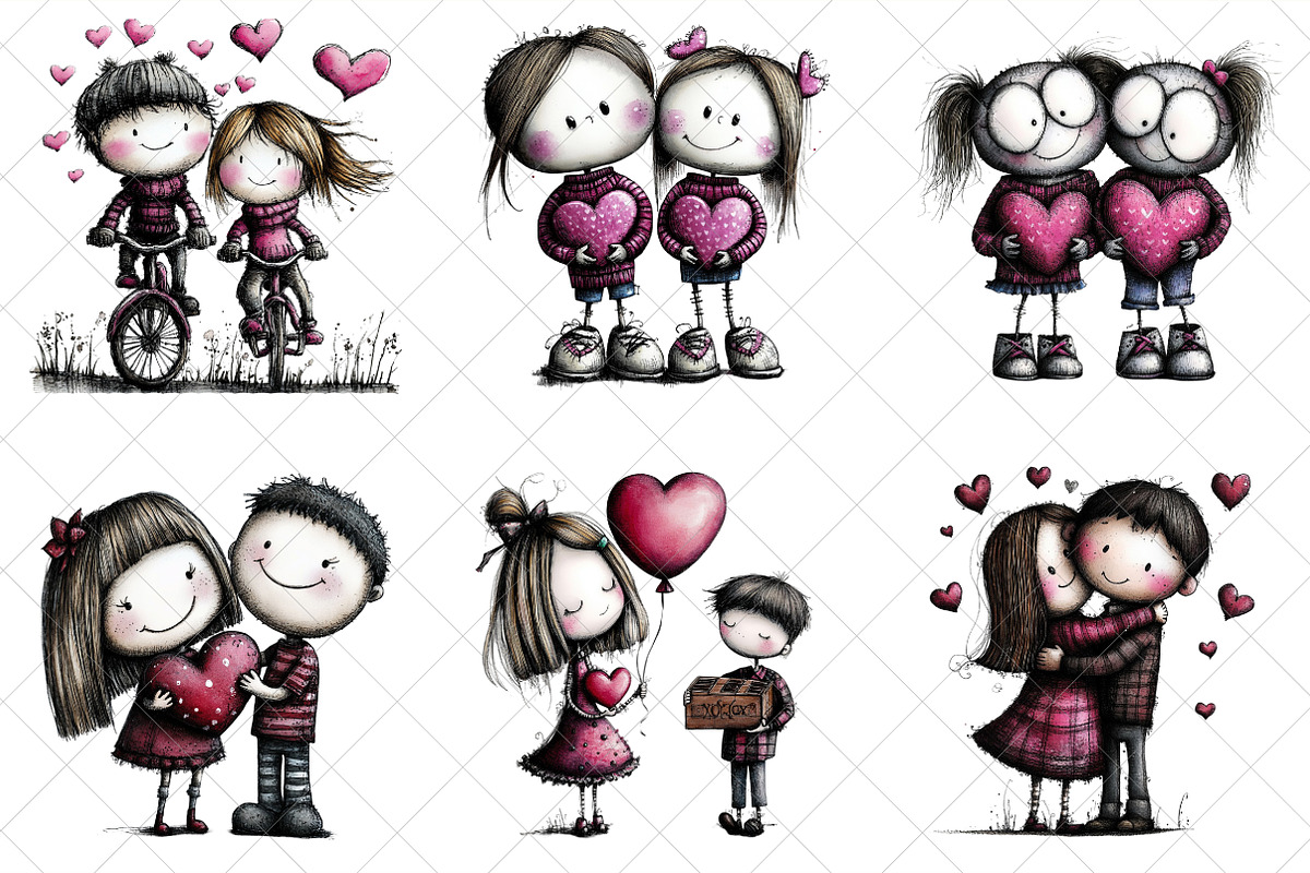 Quirky Valentine Old Couple Clipart, an Illustration by SinaCreation (Photo 3 of 7)
