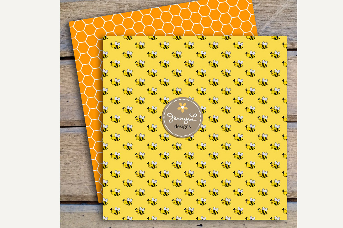 Bee Digital Paper and Clipart, a Pattern Graphic by JennyL Designs (Photo 4 of 4)