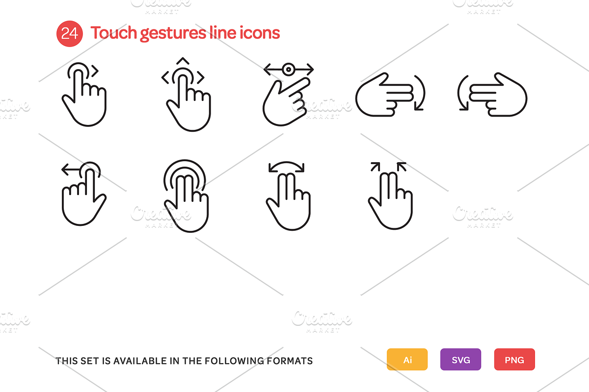 Touch Gestures Line Icons Set preview 3