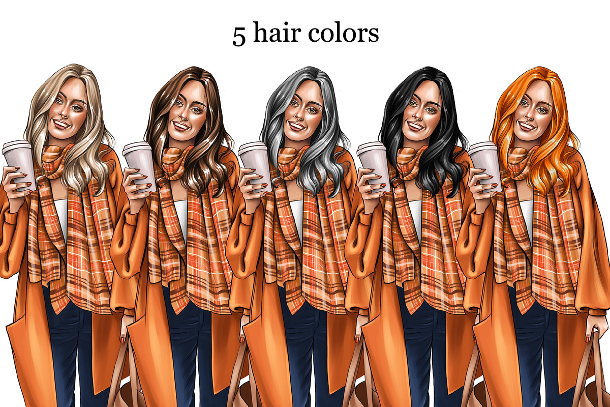 Fashion girl with coffee clipart, a Person Illustration by KupalinaArt (Photo 2 of 5)