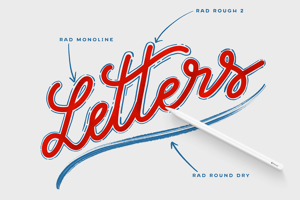 Procreate 5 Lettering Brushes, a Brush Add-On by RadekBroz (Photo 2 of 10)
