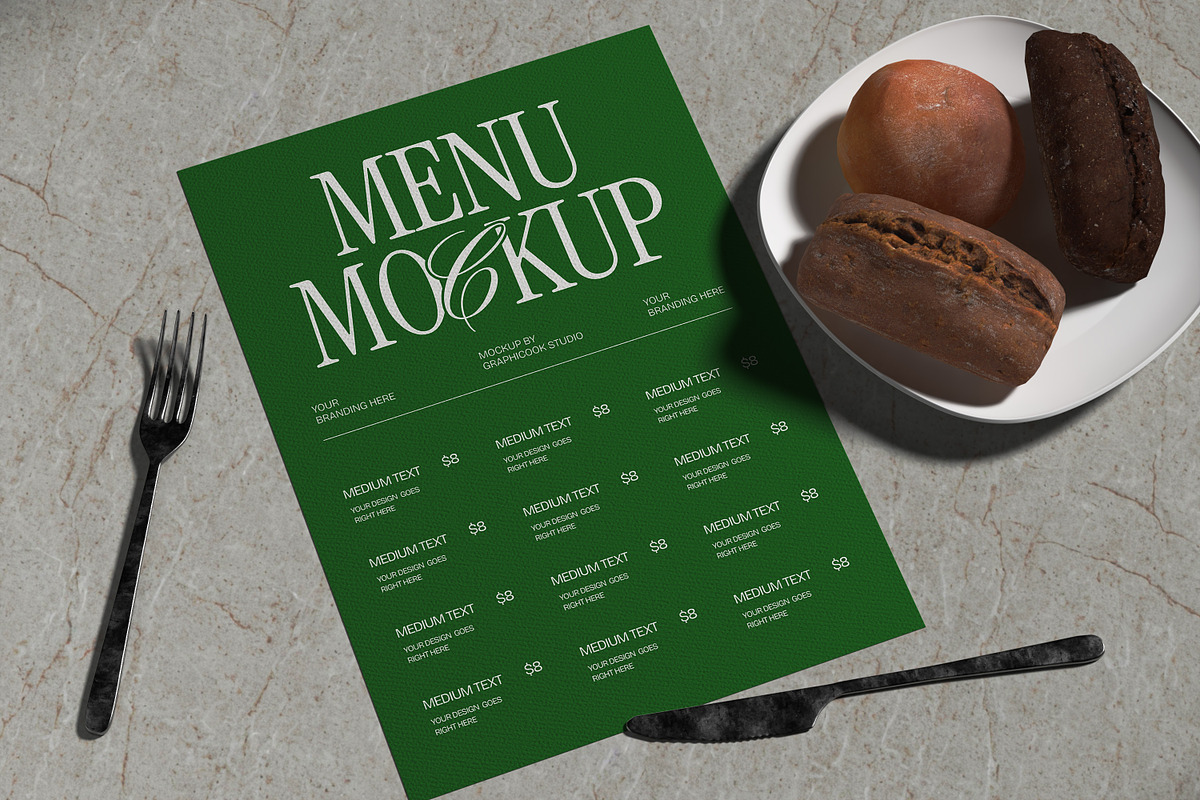 Food Menu Mockup, a Product Mockup by graphicook (Photo 2 of 4)