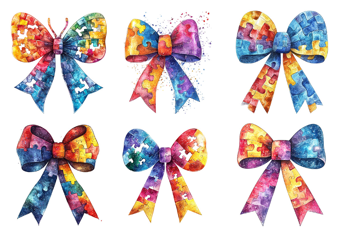 Bow Autism Awareness Png, an Illustration by SinaCreation (Photo 2 of 5)