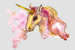 Beautiful Unicorns PNG Watercolor