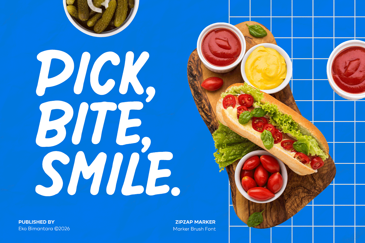 Zipzap Marker; Fun Brush Font, a Sans Serif Font by Eko Bimantara (Photo 8 of 10)