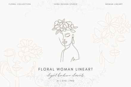 Minimalist Floral Woman Lineart