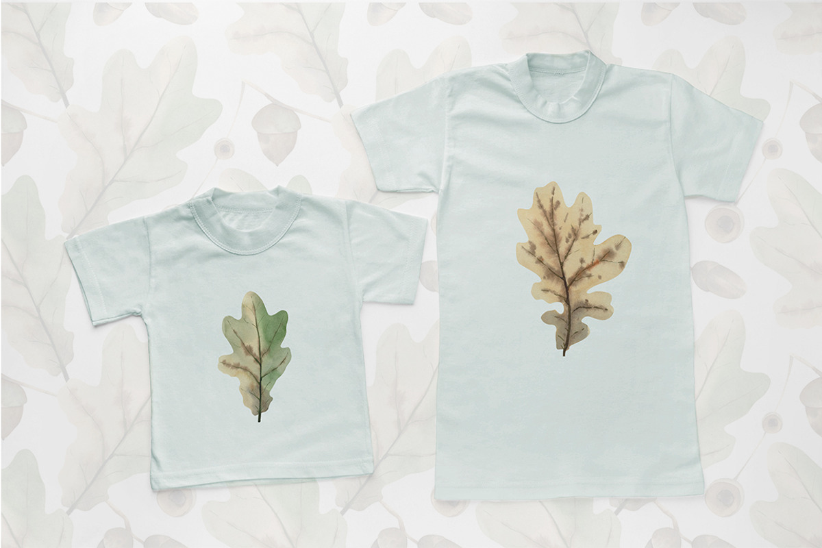 Oak leaves illustrations, a Texture Illustration by Anna Kopylova (Photo 3 of 5)