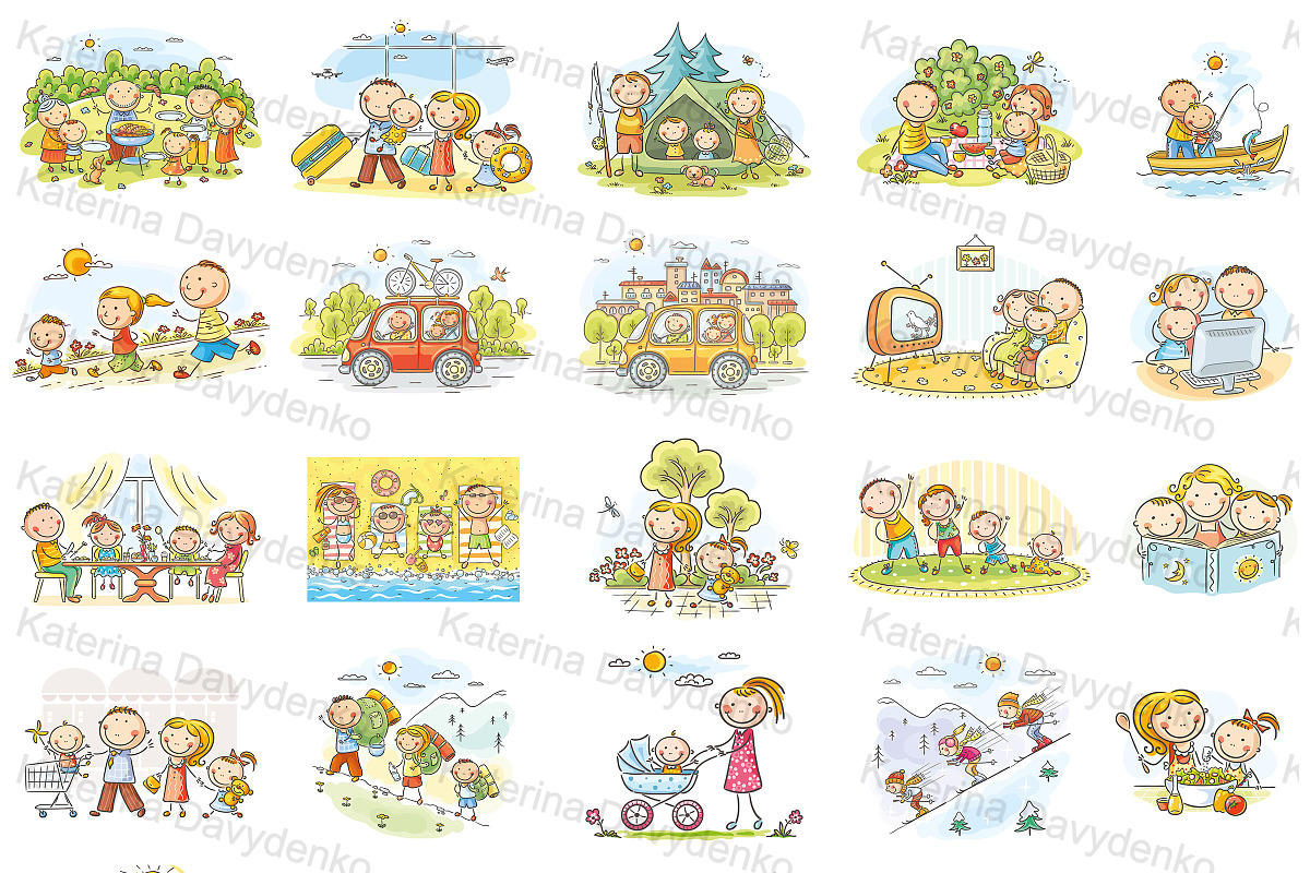 Cartoon doodle family activities set, an Illustration by Bubert Art (Photo 2 of 3)