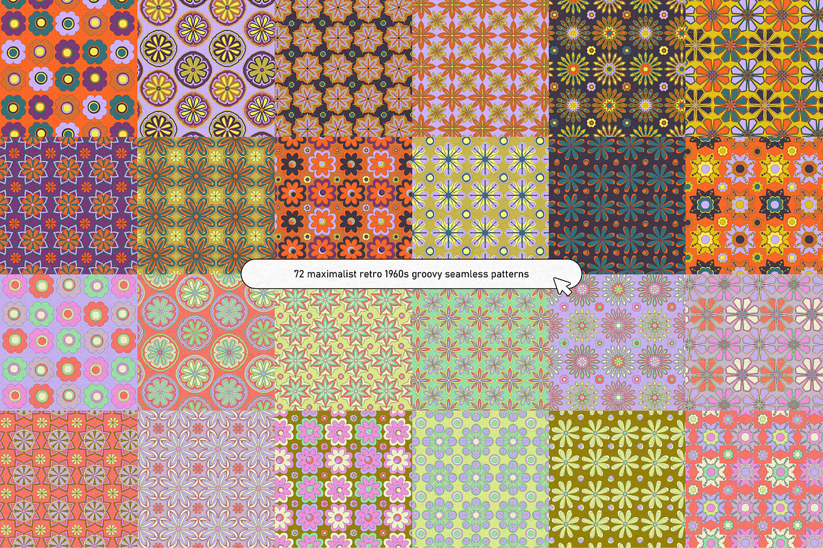 60s Vector Floral Patterns, a Pattern Graphic by angelainthefields (Photo 7 of 10)
