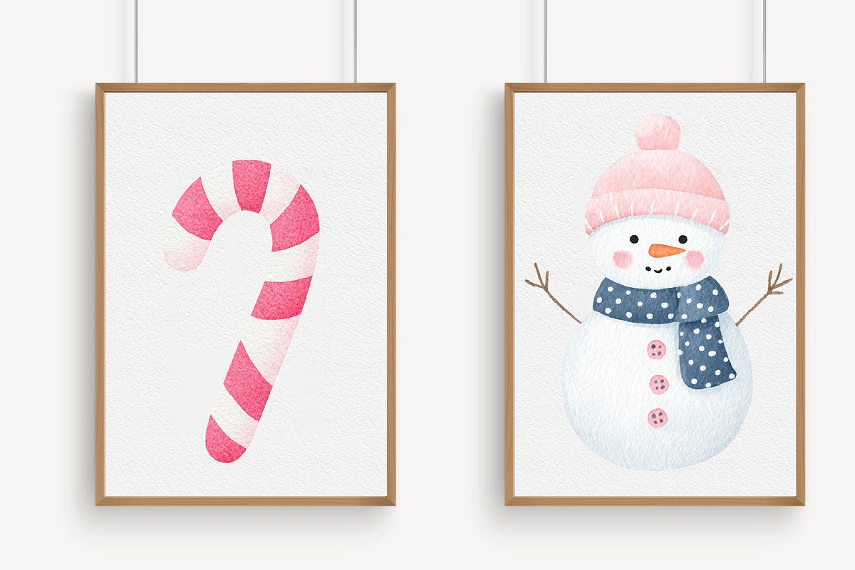 Watercolor Christmas Snowman Clipart, an Illustration by Libby Wishes (Photo 4 of 7)
