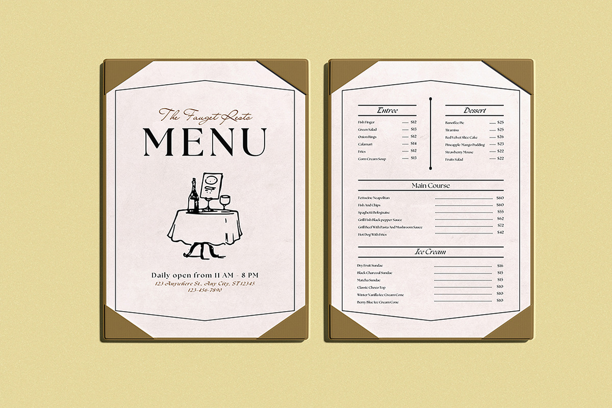 Menu Mockup, an Advertising Mockup by HanaSaka_Studio (Photo 2 of 5)