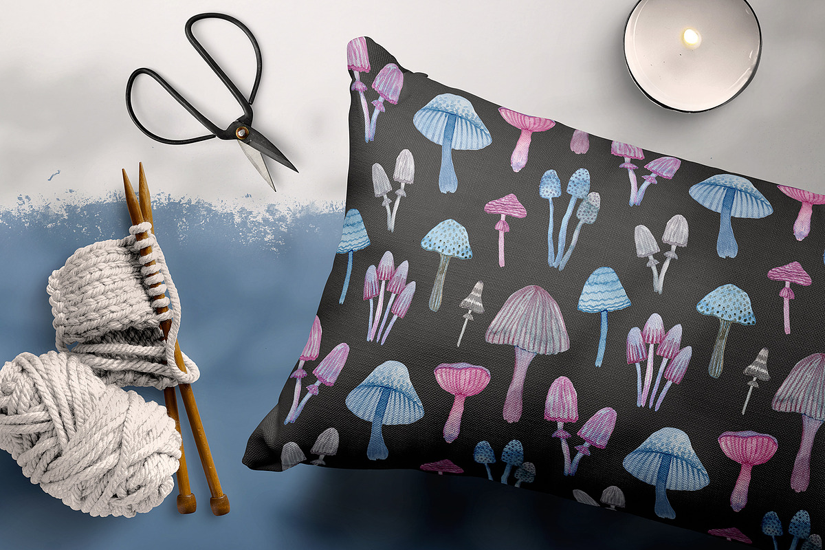 Wonderland watercolor mushrooms, a Decorative Illustration by alenaganzhela (Photo 3 of 9)