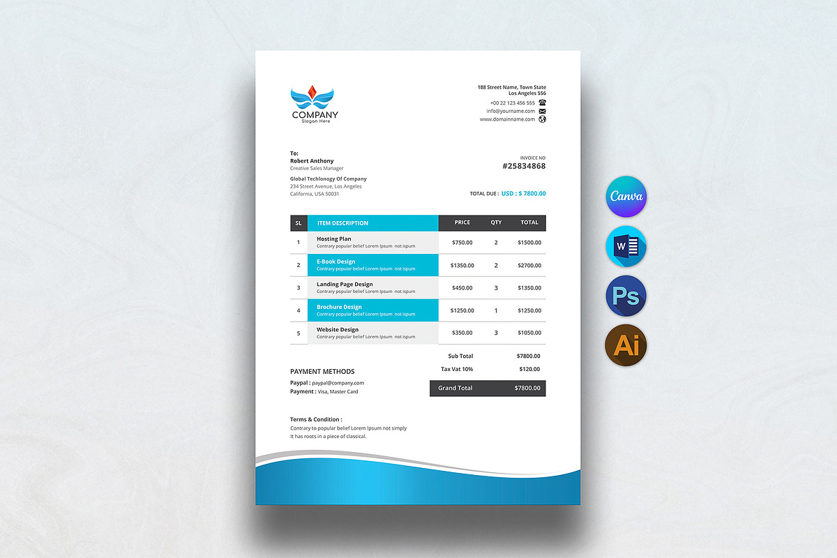 Letterhead and Invoice Bundle, a Stationery Template by DesignDevisers (Photo 3 of 19)