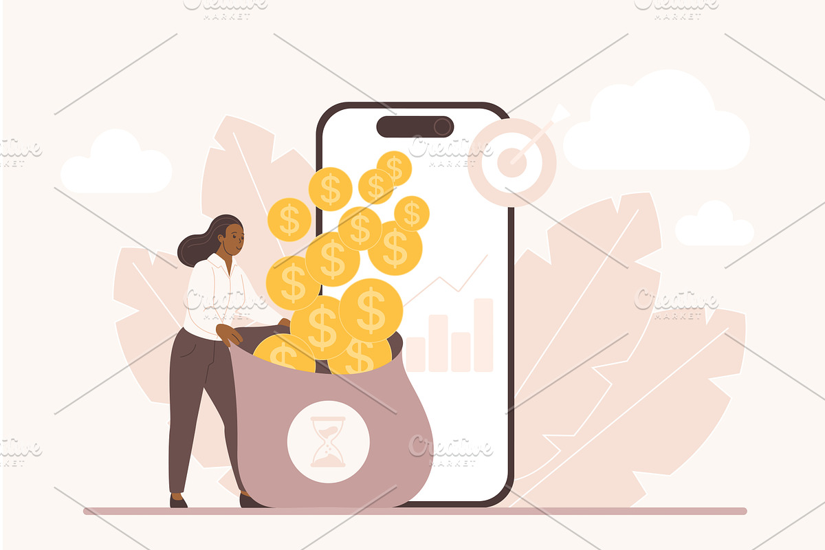 Passive income financial freedom, a Finance Illustration by Lemberg Vector