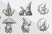 Whimsical Silver Spring Gnome Clipar, an Illustration by SVGArt (Thumbnail 2 of 9)