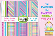 Easter Pattern Pastel Stripes Plaid, a Pattern Graphic by JoDitt Designs (Thumbnail 1 of 2)