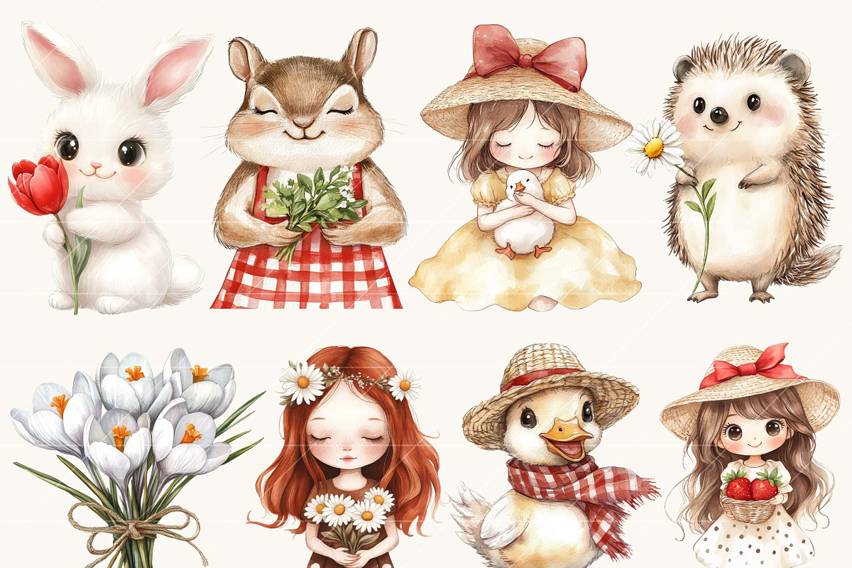 Watercolor Spring Clip Art Bundle, an Object Illustration by SparkyDesignsUS (Photo 2 of 10)