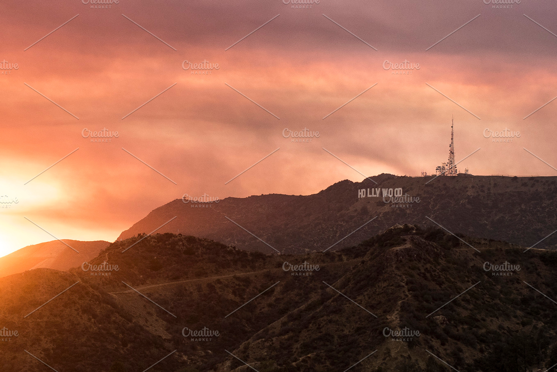 Hollywood Sign in Santa Clarita Fire, an Architecture Photo by NomadicA
