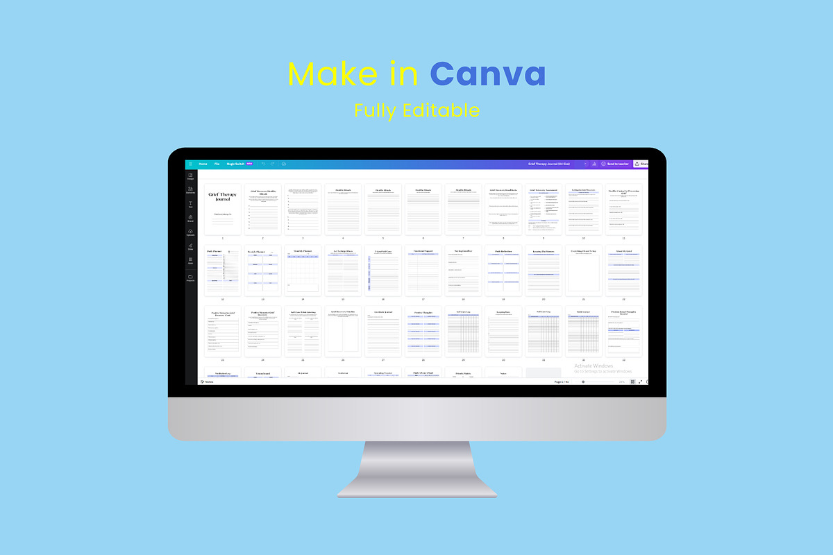 Editable Grief Therapy Journal Canva