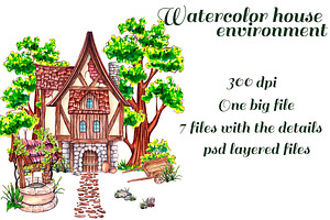 Watercolor house environment