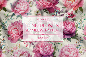 Pink Peony Seamless Patterns