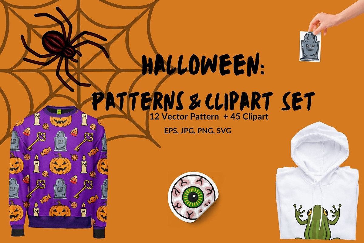 Halloween: Patterns & Clipart, a Seasonal Illustration by Elatedowl (Photo 1 of 14)