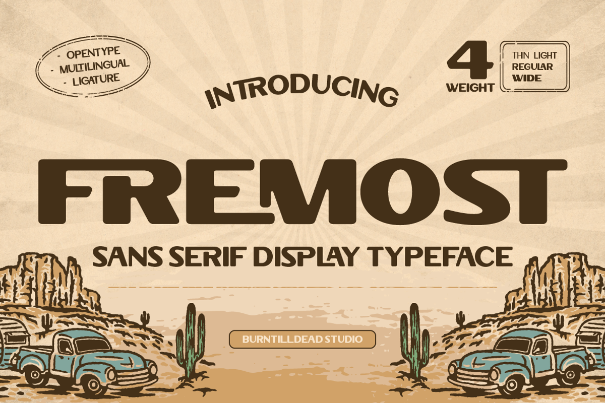 Fremost - Sans Serif Typeface, a Sans Serif Font by Burntilldead (Photo 1 of 12)