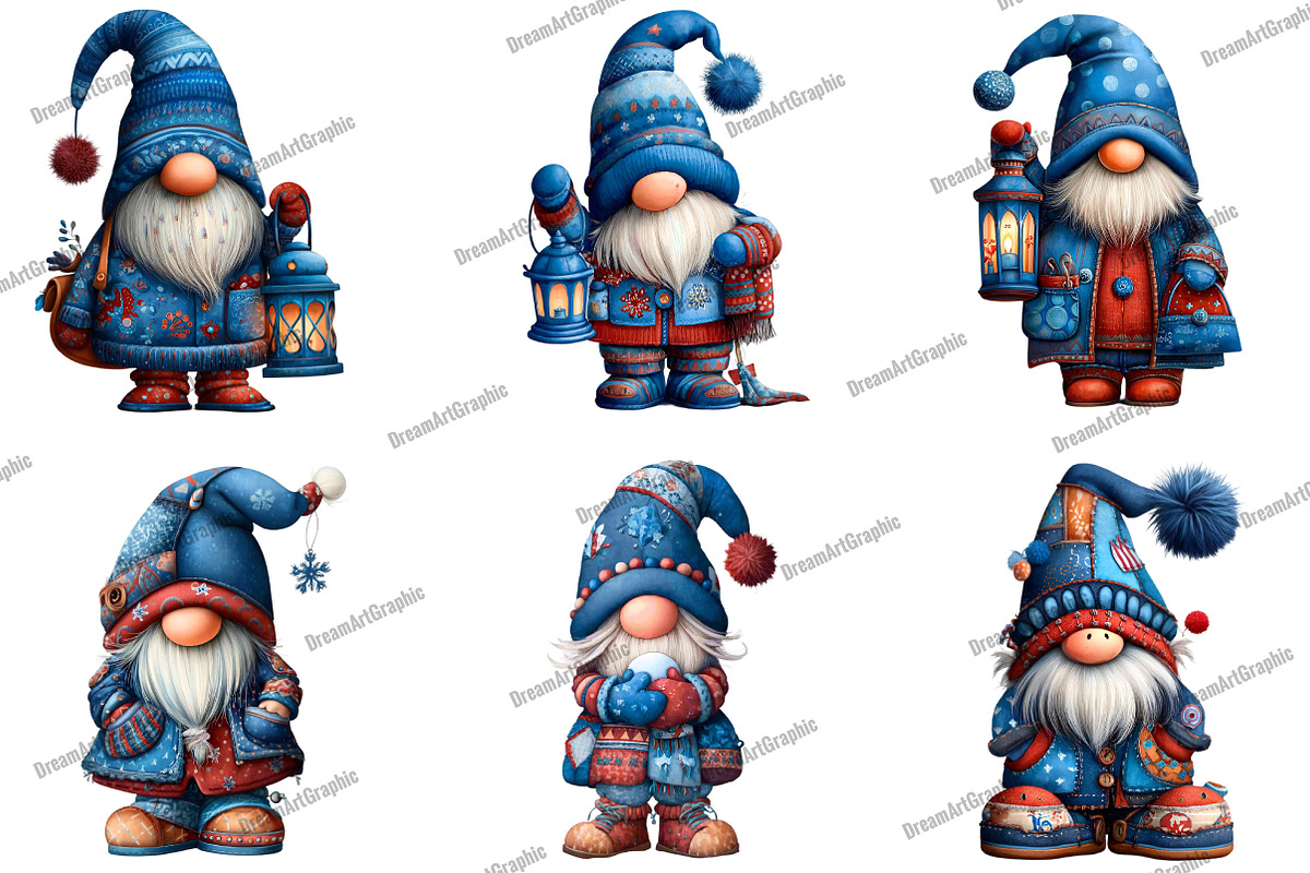 Winter Patchwork Gnome Clipart, an Illustration by DreamArtGraphic (Photo 3 of 4)