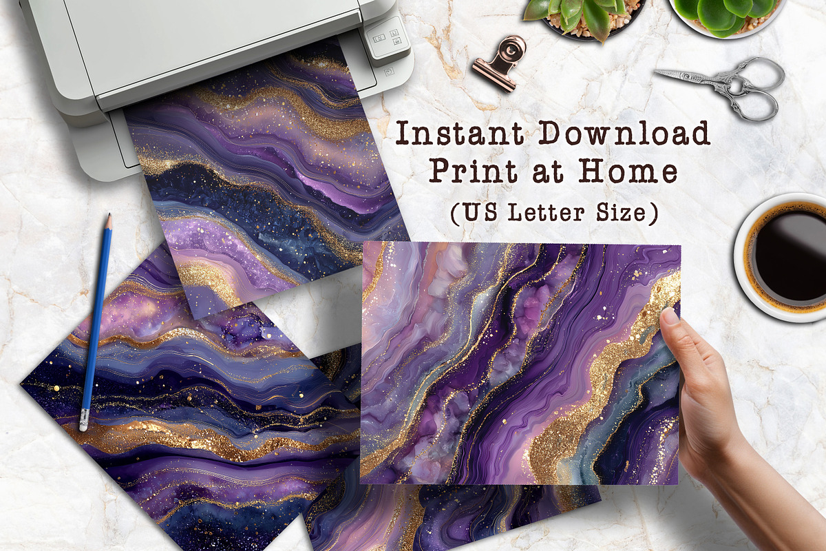 Royal Purple Agate Digital Paper Set, a Background Graphic by V Design Creator (Photo 3 of 12)