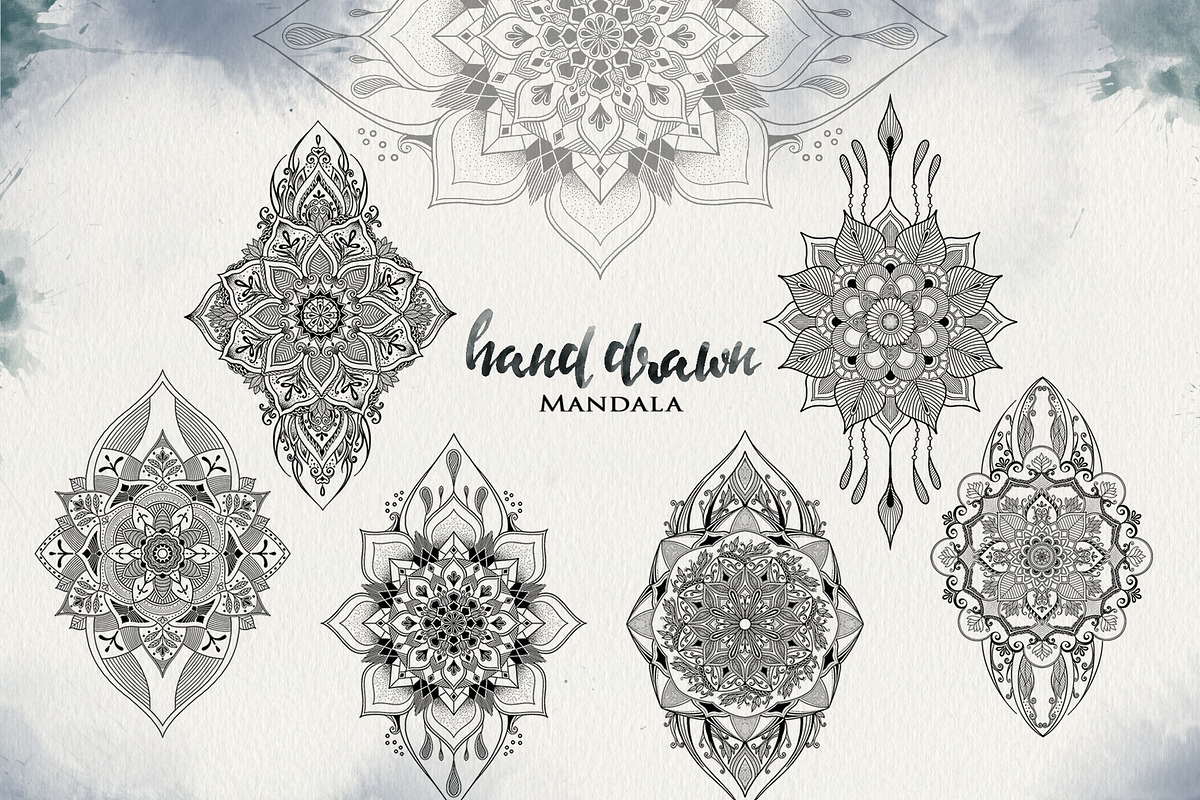 Watercolor & Gold Hand Drawn Mandala, an Object Illustration by Papatongartist (Photo 5 of 9)