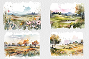 Watercolor Spring Meadows Clipart, a Seasonal Illustration by Colorsfav (Thumbnail 2 of 4)