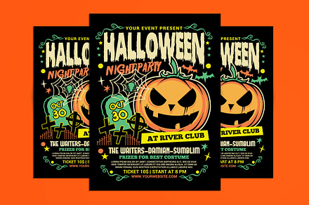 Halloween Night Party Flyer, a Flyer Template by Muhamad Iqbal hidayat