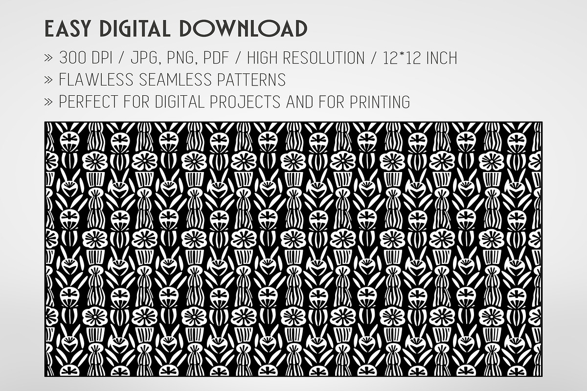 20 Seamless B/W Matisse-inspired Set, a Pattern Graphic by Nordic Design (Photo 2 of 9)