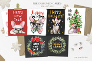 French Bulldogs and Winter Holidays, an Animal Illustration by Wenona (Thumbnail 4 of 8)