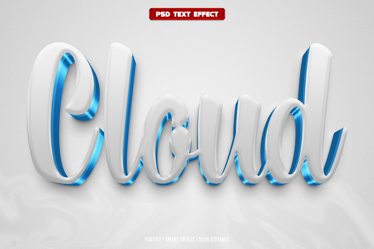 Cloud 3D editable text effect, a Layer Style Add-On by Hello Muh